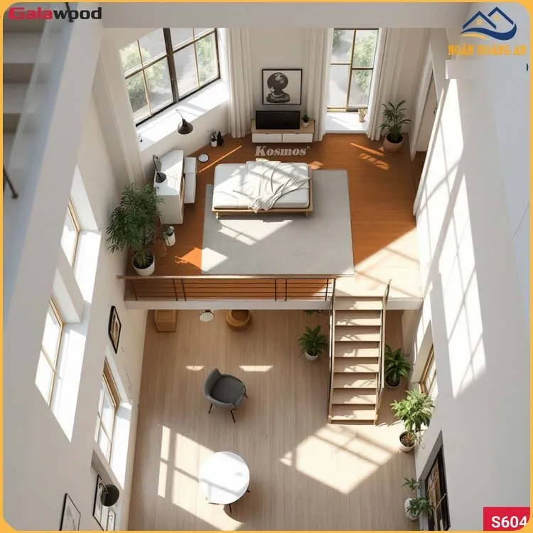 Ứng Dụng Sàn Nhựa Chịu Lực Galawood S604 Làm Gác Lửng Nhà Phố